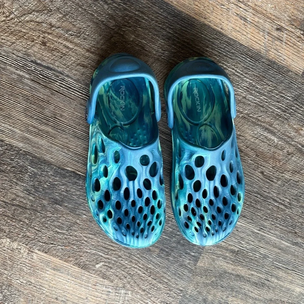 Rockin Kids Clogs Water‎ Shoes Slip On Comfort Blue Green Size Unknown